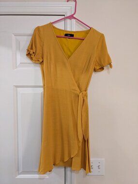 Lulus Yellow Wrap Dress